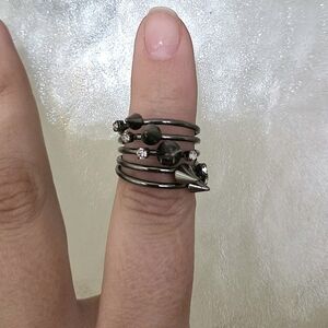 Park Lane Black and Silver Stacked Ring
